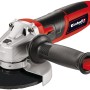 Smerigliatrice angolare Einhell TC-AG 115/1: Smerigliatrice rossa e nera con disco abrasivo montato.