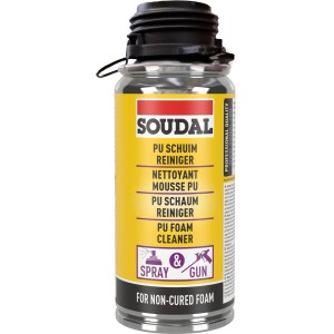 Soudal detergente schiuma PU 150 ml bomboletta spray. Rimuove schiuma PU fresca, per spray e pistola.