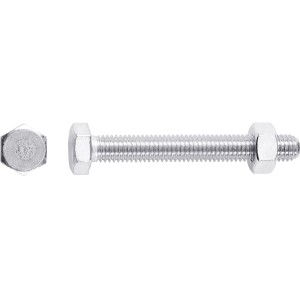 Vite per metallo LUX M6 x 80 mm, zincata, con dado, set da 8, filettatura completa.