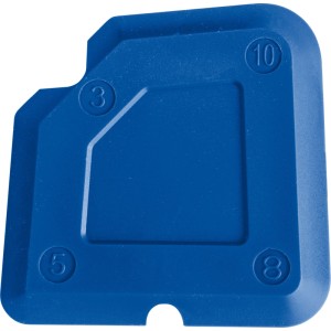 Spatola blu in plastica LUX-TOOLS con raggi diversi per fughe precise e professionali.