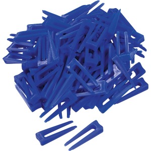 Cunei di livellamento LUX blu, sistema, 100 pezzi, per posa piastrelle precisa.