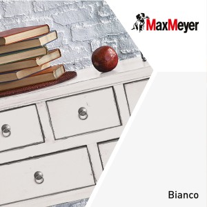 Consolle bianca MaxMeyer con cassetti e decorazioni.