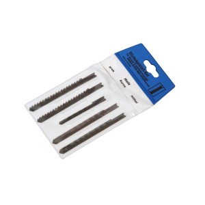 Set di 5 lame per seghetto alternativo con attacco a U per legno, tagli grossolani e fini.