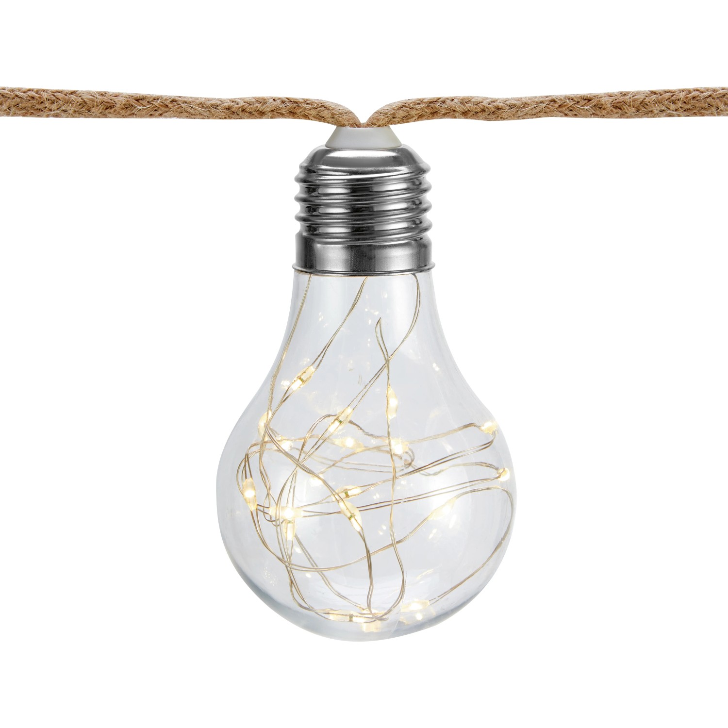 Catena luminosa Forcone con lampadina e LED bianco caldo, lunghezza 3,8 m.