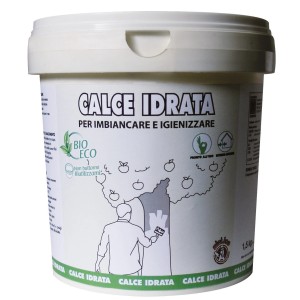 Secchio di calce idrata per decorazione e disinfezione delle pareti.