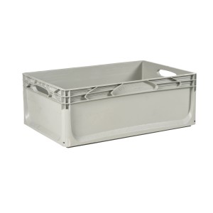 Contenitore/Cassa t.b.t. grigio in plastica con maniglie.