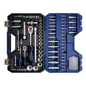 Set di chiavi a bussola LUX STS-89 Comfort, 89 pezzi, nella valigetta aperta.