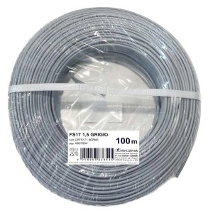 Cavo unipolare grigio (bobina da 100m) per impianti elettrici.
