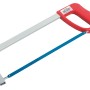 Archetto per metalli 300 mm con manico in plastica rossa e lama blu.