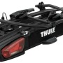 Portabici Thule nero per gancio traino, dettagli visibili.