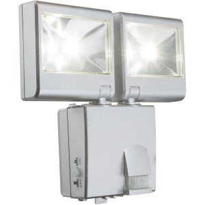 Faretto da esterno a LED Globo argento con sensore di movimento in plastica.