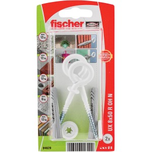Fischer Tassello universale UX con vite a occhiello 8x50, adatto a vari substrati.