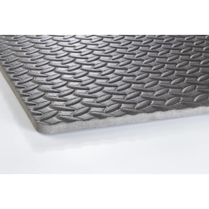 Tappetino antivibrazione grigio con motivo a piastra bugnata per lavatrici.