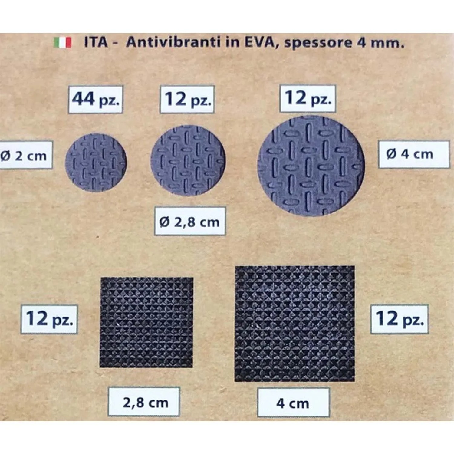 t.b.t. Accessori lavatrice: Set di piedini antivibranti in varie forme e dimensioni.