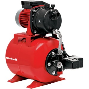 Einhell GC-WW 6538 Set: Elettropompa rossa con pressostato, manometro e serbatoio da 20 litri.