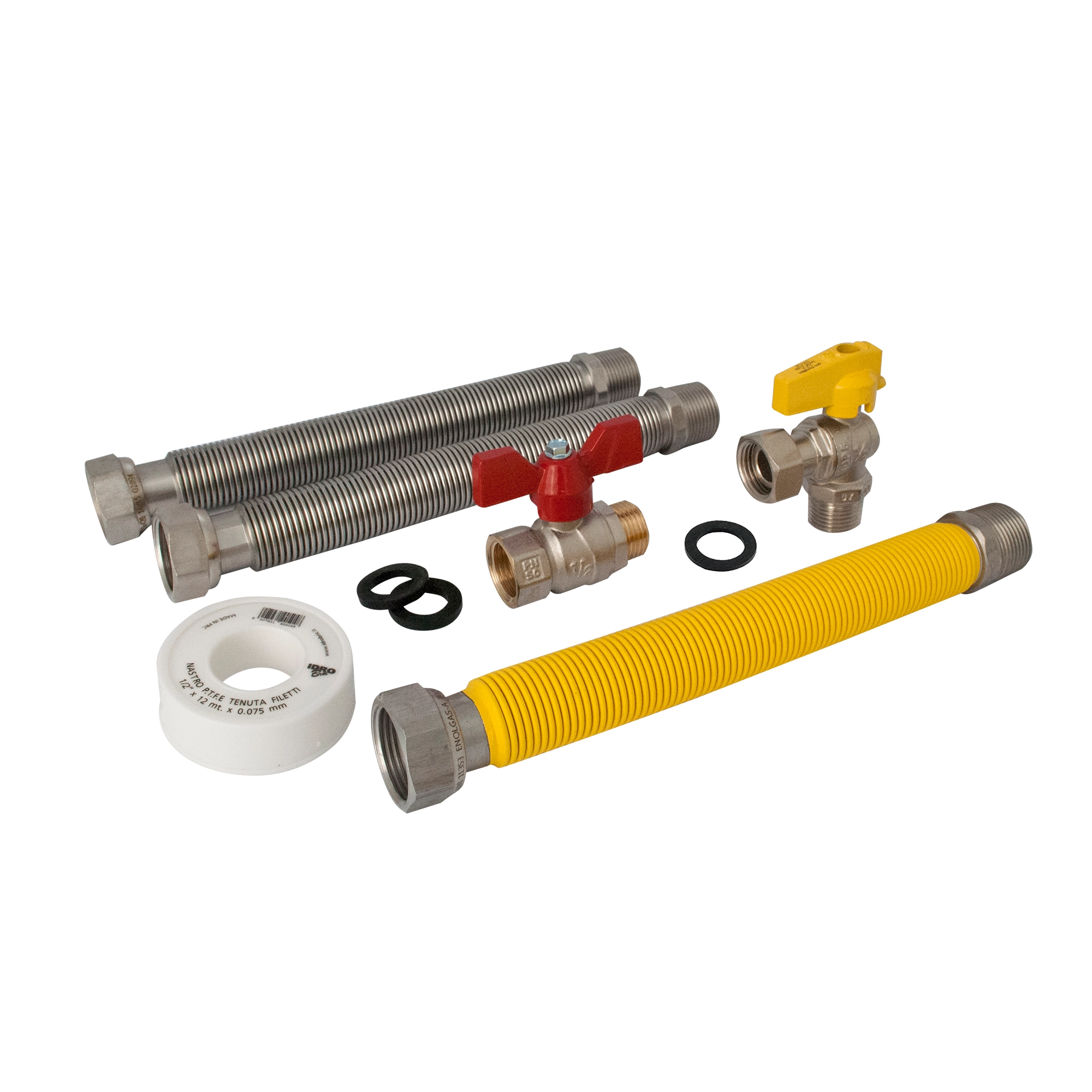 Kit montaggio salva scaldino scaldabagno acqua gas flessibili