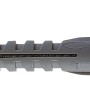 Tassello universale grigio con gancio a vite per un fissaggio sicuro.