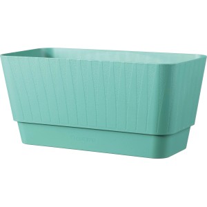 Vaso per piante rettangolare t.b.t. turchese con motivo a coste.