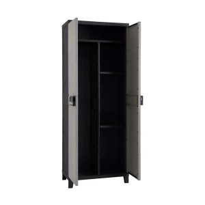 Armadio da esterno alto 3 ripiani e portascope in plastica 66x40xH172 cm