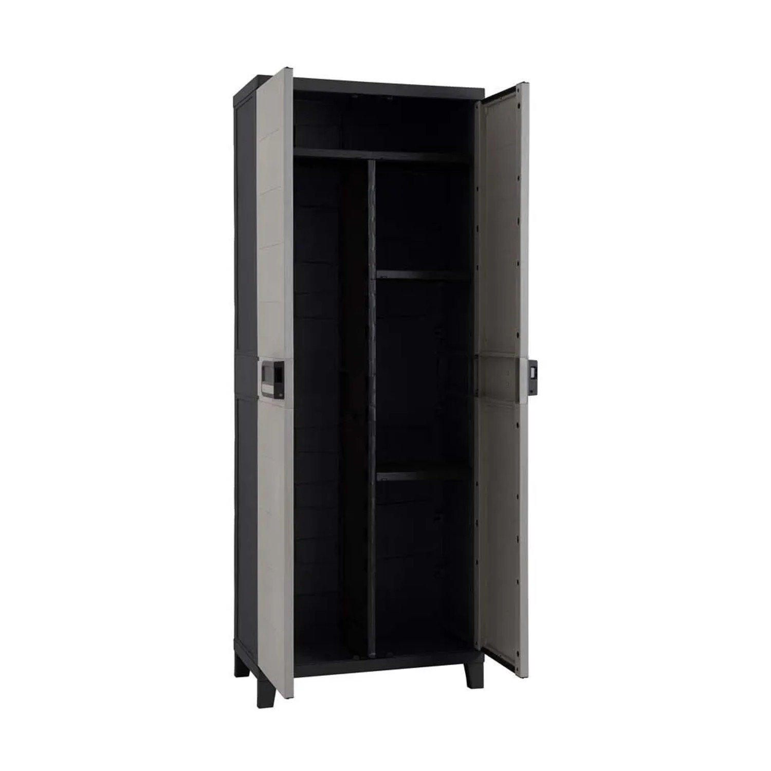 Armadio da esterno alto 3 ripiani e portascope in plastica 66x40xH172 cm_3