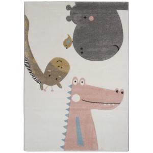 Tappeto per bambini con motivo ippopotamo, coccodrillo e giraffa.
