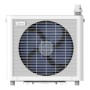 Condizionatore split portatile Midea PortaSplit Cool, bianco-grigio, unità esterna con griglia ventola blu.