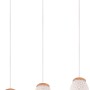 Lampada a sospensione Reality Bidar, 3 luci, bianco opaco con dettagli in legno. Lampada a sospensione moderna.