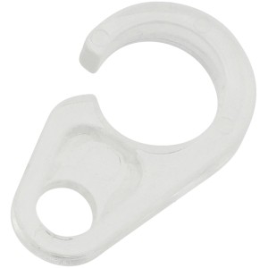 Gancio per tende t.b.t. in plastica trasparente.
