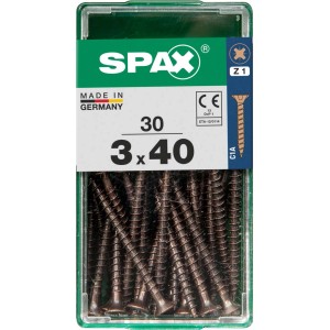 Viti per legno SPAX 3x40 mm, 30 pezzi in contenitore trasparente.