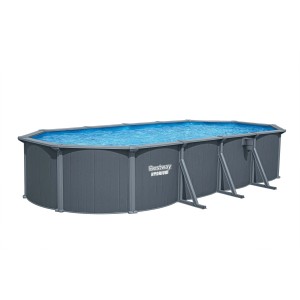 Piscina ovale Bestway Hydrium con parete in acciaio grigio per il giardino.