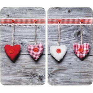 Wenko Coprifornelli Universali Cuori Set da 2: Piastre in vetro con cuori per piani cottura in vetroceramica, elettrici e a gas.