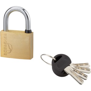Lucchetto t.b.t. color ottone con portachiavi.
