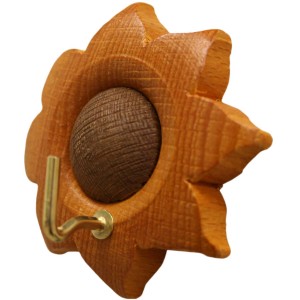 Appendiabiti in legno a forma di girasole con gancio in ottone