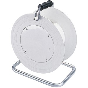 Avvolgicavo t.b.t., bianco, con telaio in metallo e maniglia.