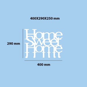 Decorazione murale decorativa "Home Sweet Home" in bianco, 400x290x250 mm.