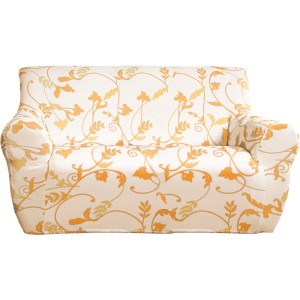 Divano con rivestimento beige e motivo floreale giallo. Acquista online cuscini decorativi e fodere.