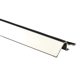 Profilo di transizione per pavimenti in acciaio inox lucidato, 10 mm di altezza e 0,9 m di lunghezza.