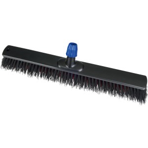 Testa scopa stradale LUX Professional 2in1, 60 cm di larghezza, con setole nere e attacco manico blu.