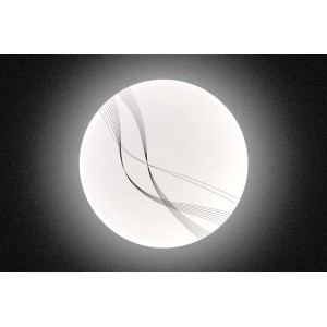Plafoniera LED moderna t.b.t. con motivo a linee curve per un'illuminazione elegante.