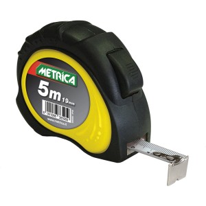 Metro a nastro giallo e nero da 5m per misurazioni.