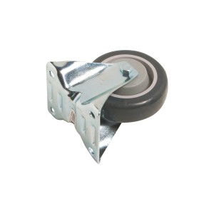 Rotella fissa per trasporto con ruota in gomma termoplastica grigia, Ø 100 mm, portata 150 kg.