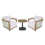 Salotto da giardino Frederik alluminio effetto legno con cuscini bianco 2 posti