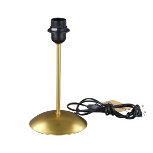 Base per lampada dorata con attacco nero e cavo per lampade da tavolo.