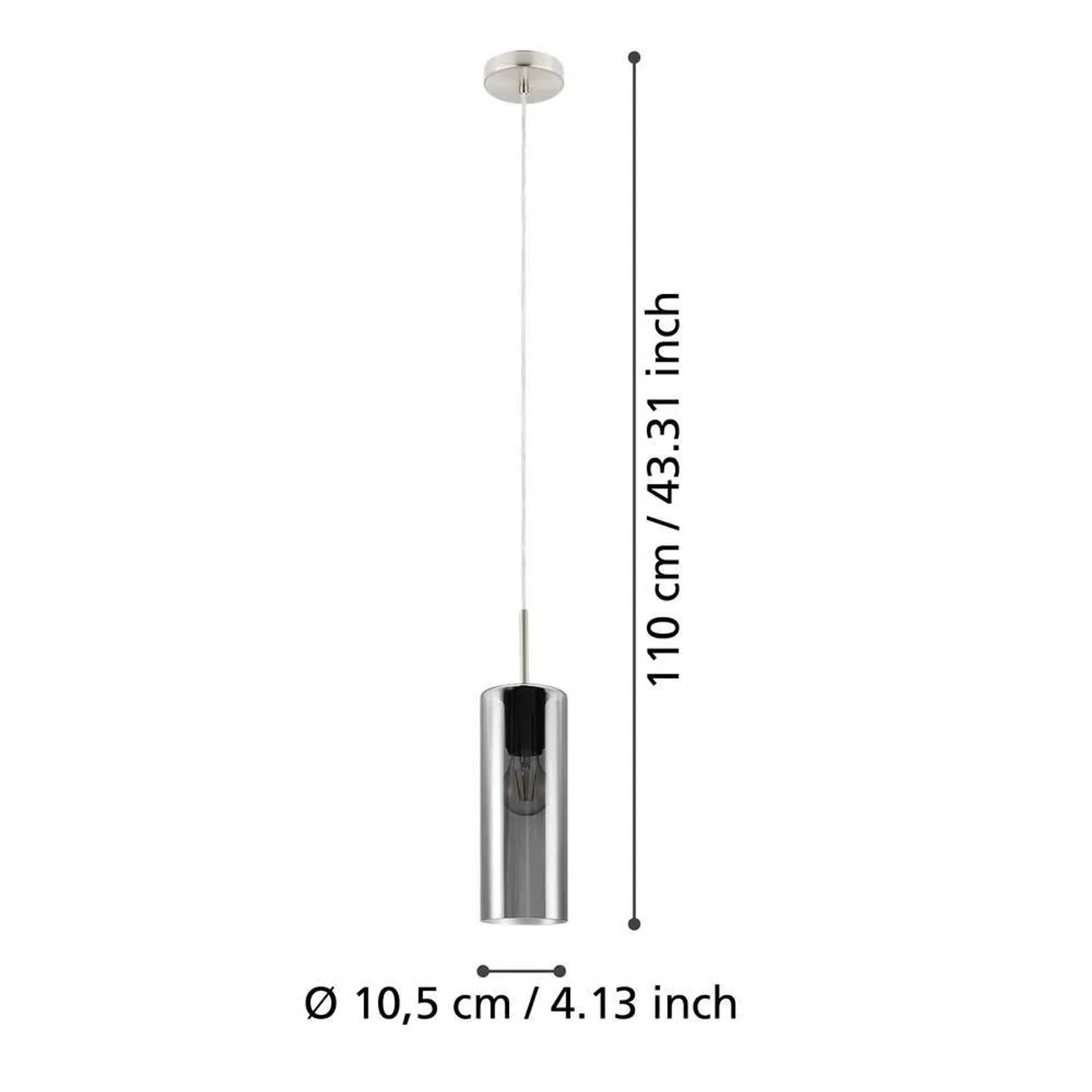 Lampadario a sospensione Eglo Selvino Ø10xH110 cm acciaio vetro nero_7