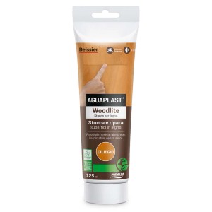 Tubo di stucco per legno color ciliegio di Beissier Aguaplast Woodlite.