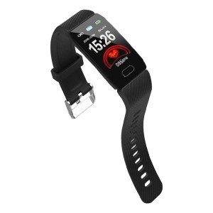 Fitness tracker t.b.t. nero con display della frequenza cardiaca.