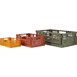 Set di 3 scatole pieghevoli Safari Adventure in verde, rosso e ocra. Pratiche scatole portaoggetti per camerette.