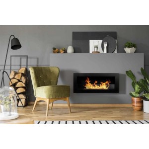 Camino a bioetanolo parete/incasso Divina Fire Livorno 2,5 kW L90xP12xH40 nero