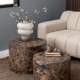 Set di 2 tavolini da salotto in legno Motrik effetto marmo marrone tondo h40 cm_4