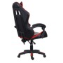 Sedia da gaming nera con dettagli rossi, vista posteriore.